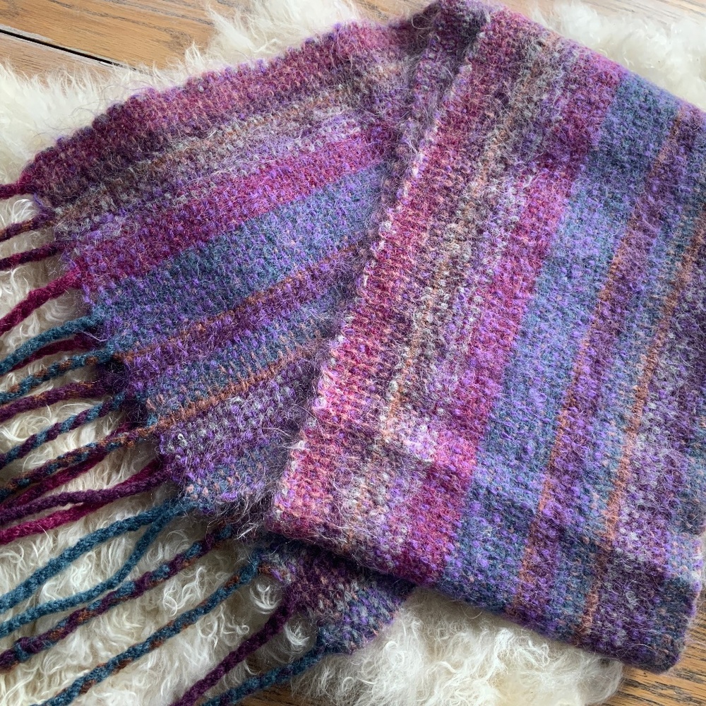Hand loomed mohair scarf/NANCY LYON 10” x 64”